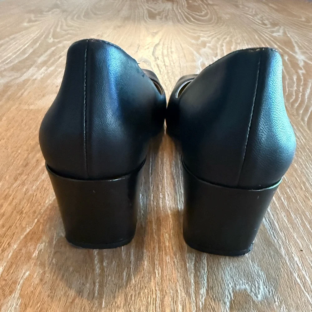 NATURALIZER “Karina” Black Leather Square Toe Block Heel‎ Pumps Women’s Size 7.5